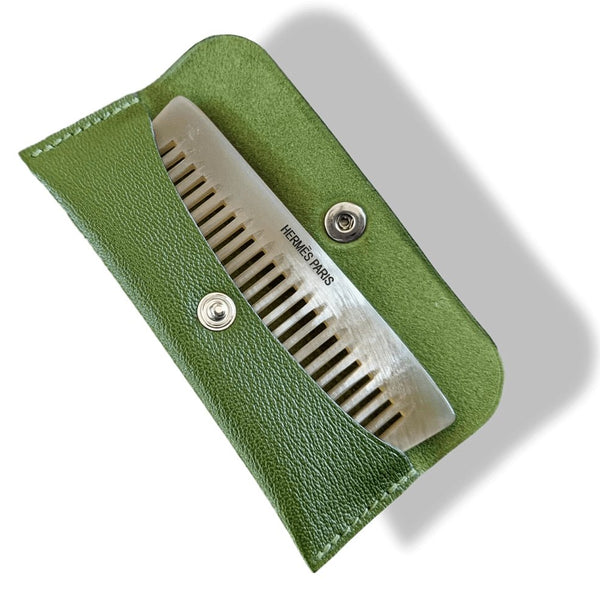 Hermes Pelouse/Natural Buffalo HORN COMB with Goat Case  display picture 3