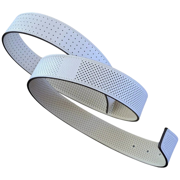 Produits Hermes 171 Blanc/Beige Clair Perforated Epsom KADENCE Reversible Leather Strap Belt 32 MM Sz 100