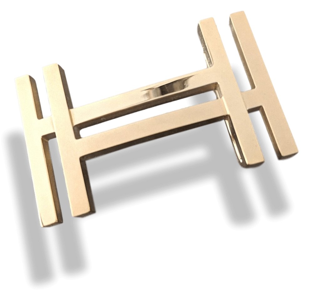 Hermes Permabrass H AU CARRE Belt Buckle 32mm, Orange pochette! - poupishop