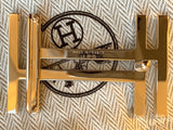 Hermes Permabrass H AU CARRE Belt Buckle, New with plastic protection in Pochette! - poupishop