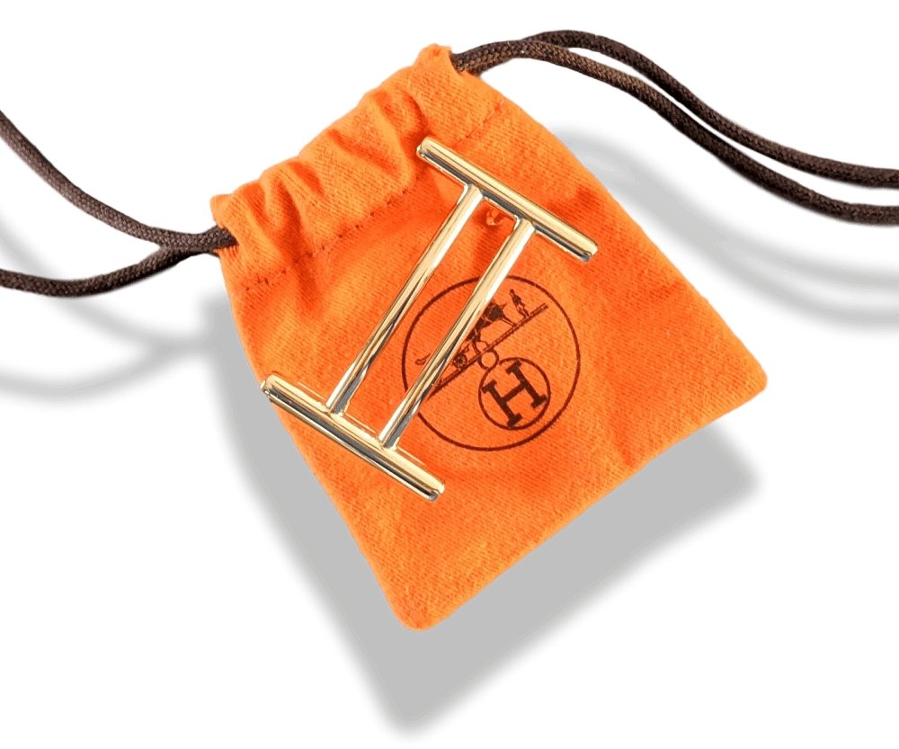 Hermes Permabrass H RIDER Buckle H 32 MM, Orange Pochette! - poupishop