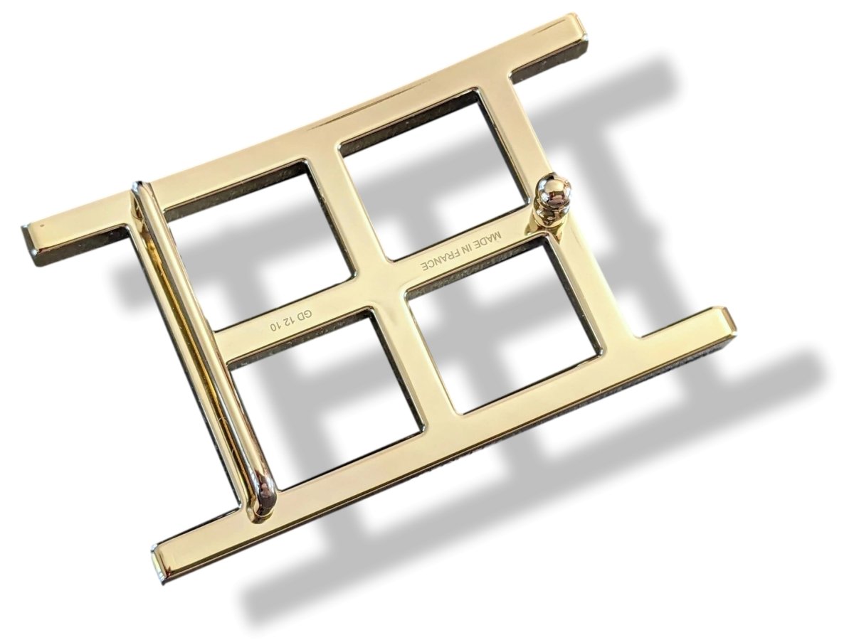 Hermes Permabrass Mat and Brilliant INSIDE H Belt Buckle 32 mm, New in White Box! - poupishop