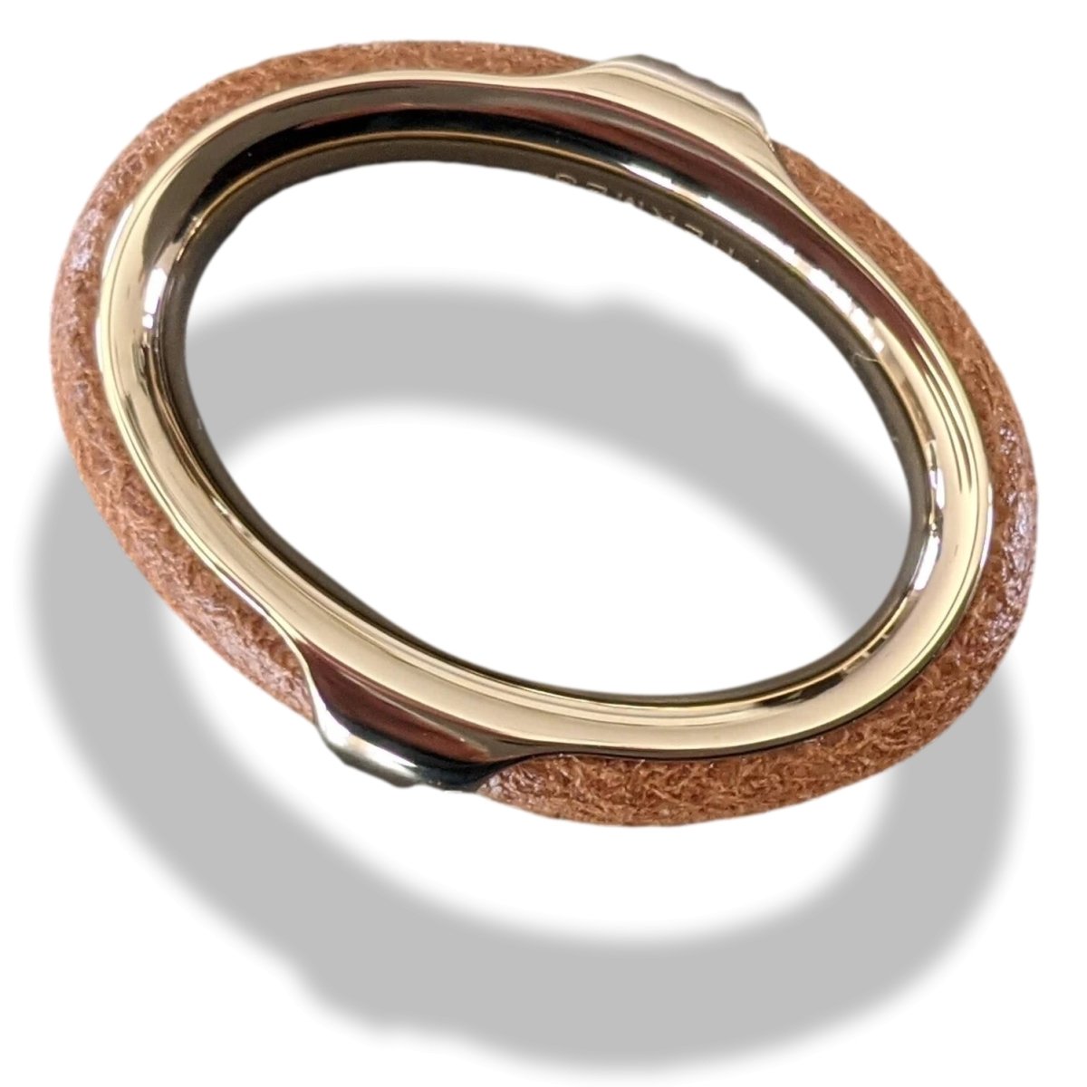 Hermes Permabrass/Leather ANNEAU FOULARD KYOTO GM Scarf Ring, New! - poupishop