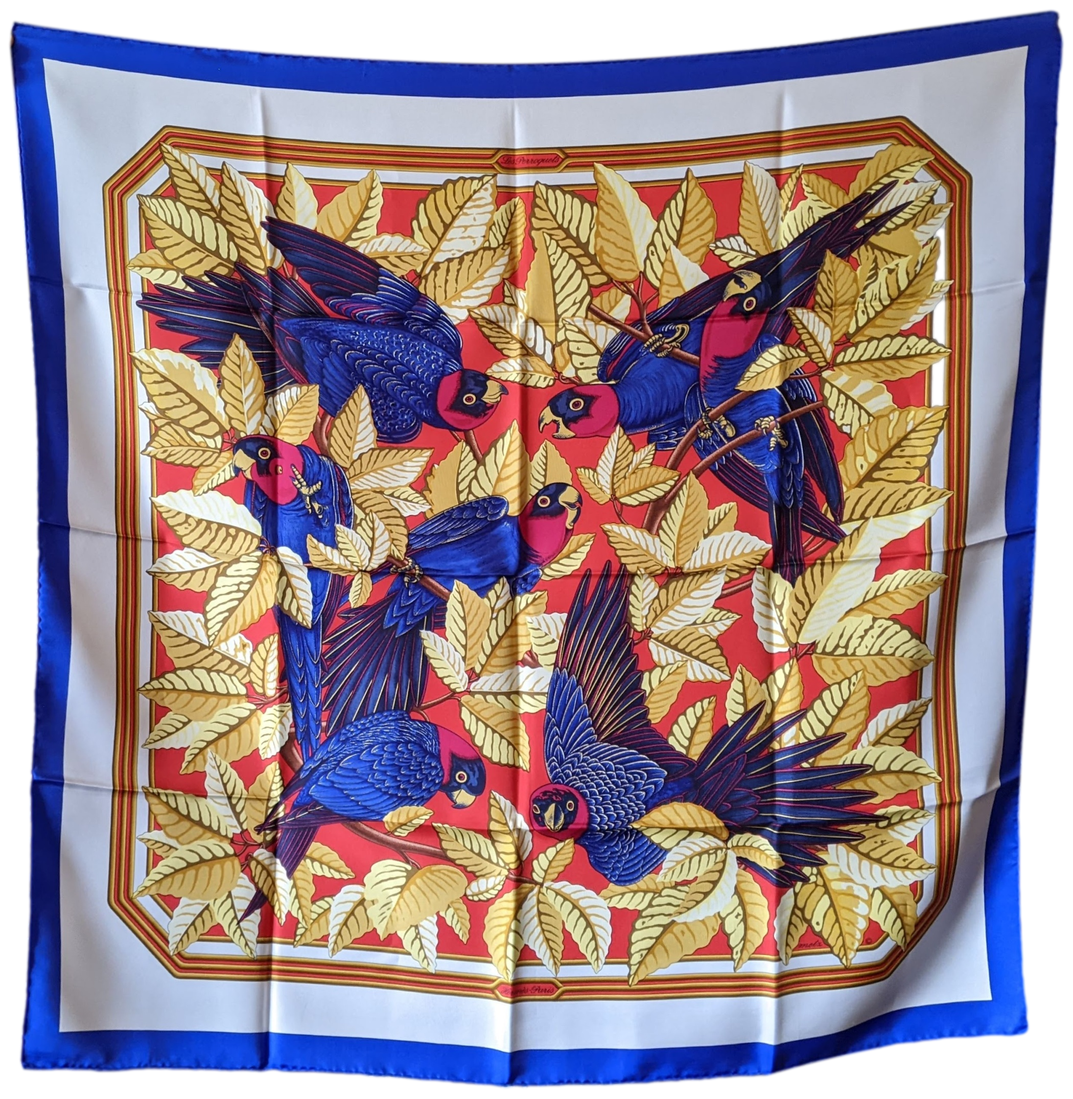 Produits Hermes 1984 "Perroquets" Twill Scarf 90 x 90 cm