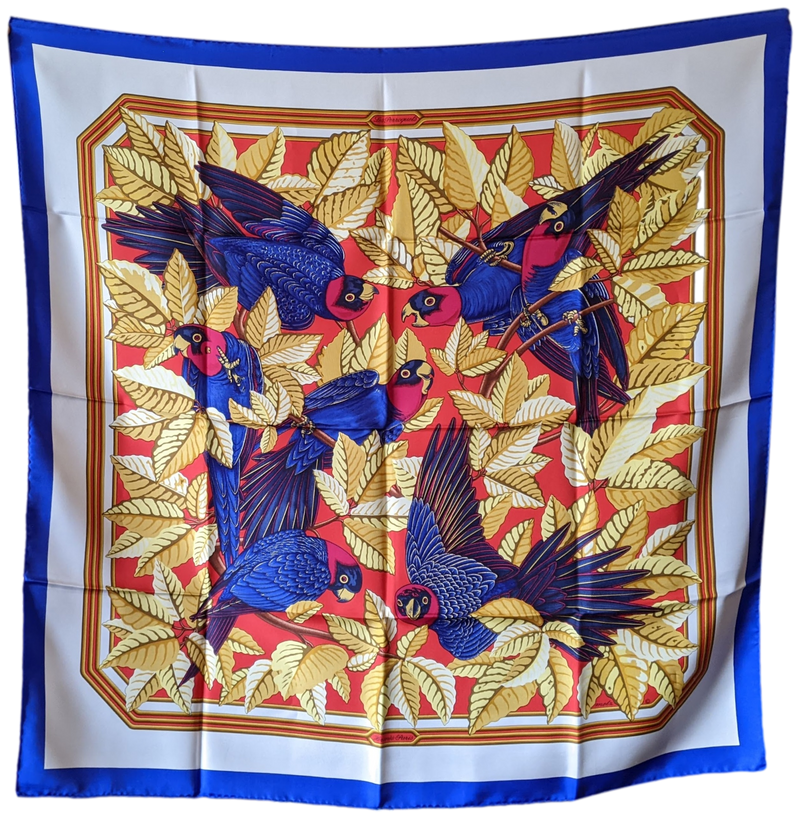 Produits Hermes 1984 "Perroquets" Twill Scarf 90 x 90 cm