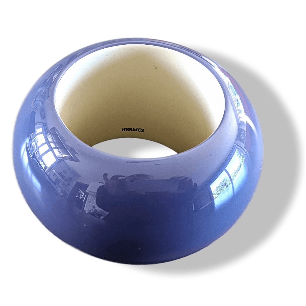 Hermes Pervenche/Coquille d'Oeuf Laquered Wood DUNE Bangle Bracelet SzS, BNWTIB! - poupishop