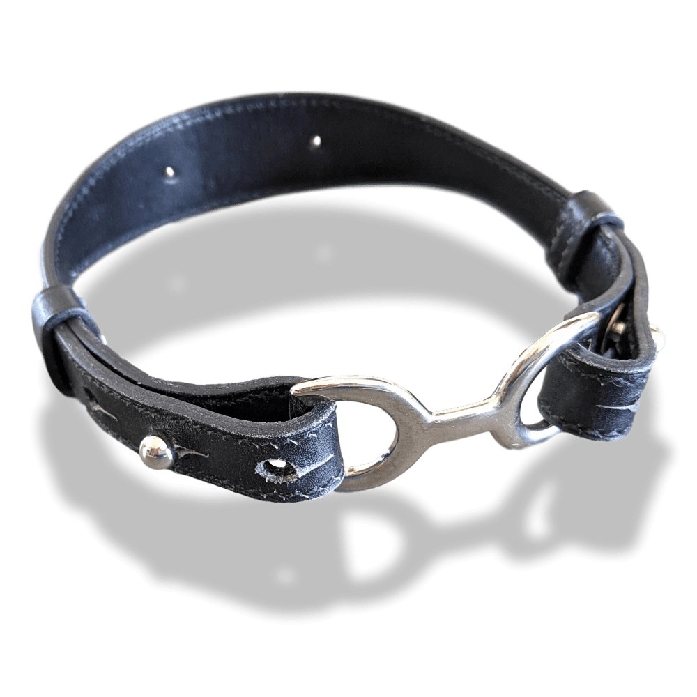 Hermes Pets 2000s Black Leather Greyhounds DOG COLLAR Collar, Sz S, NIB! - poupishop