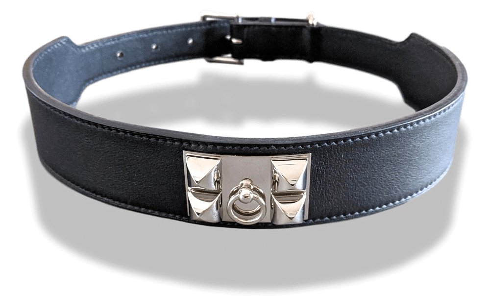 Hermes Pets 2009 Black Leather COLLIER DE CHIEN Big DOG COLLAR XL Rare, BNIB! - poupishop