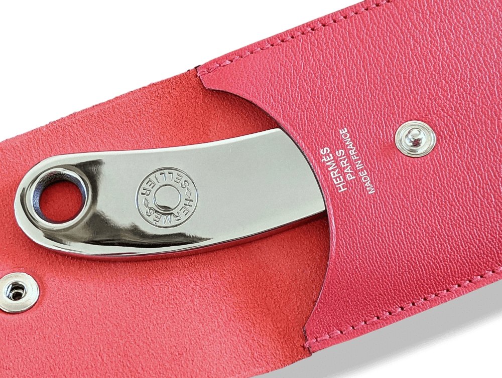 Hermes Pets Nickel-Plated Copper Horse Footpick HOOF PICK with Pink Chevre Leather Case, NWTIB! - poupishop