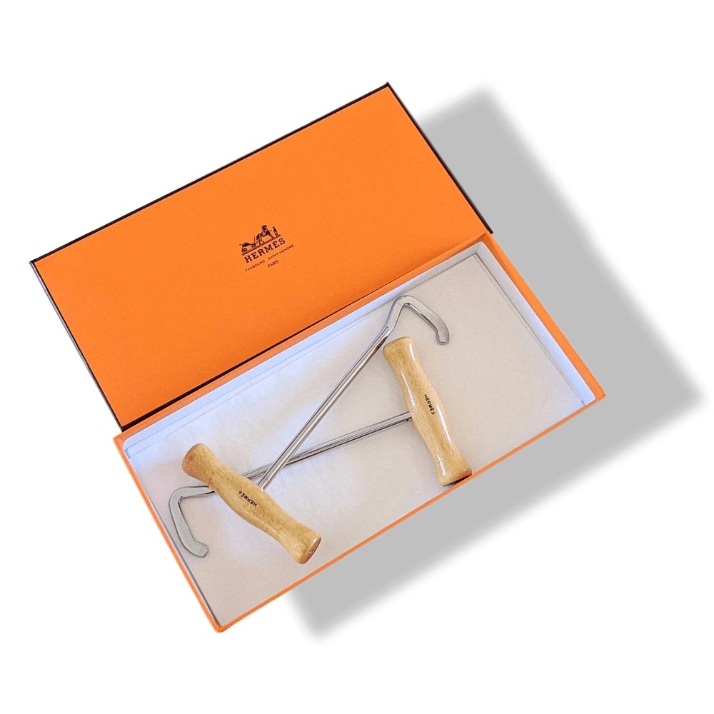 Hermes Pets Wood and Metal Crochet Tire-Bottes - Riding Boot Hooks, New! - poupishop