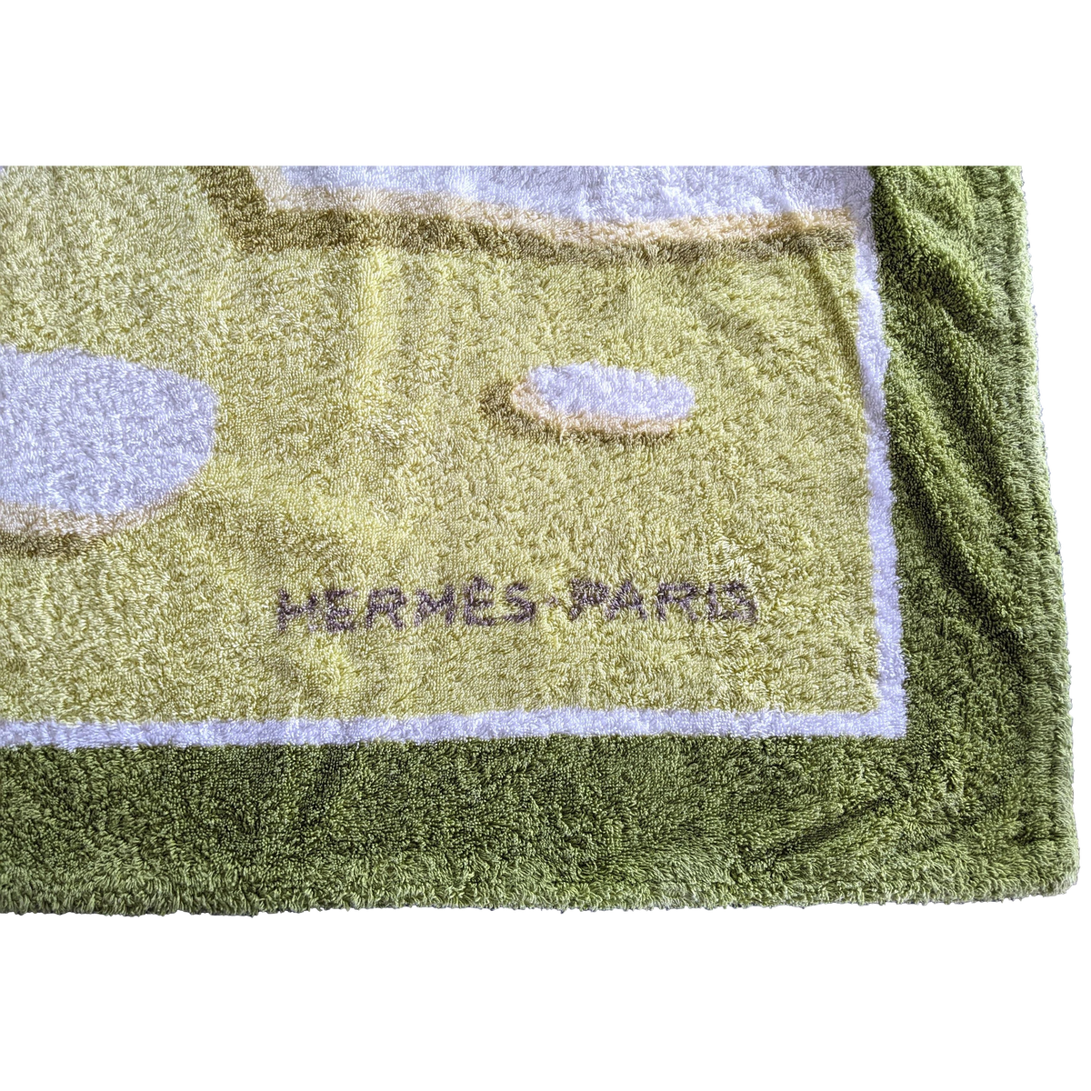 Produits Hermes Anis/White/Orange " Phoque" Otarie Terry Beach Towel 150 x 90 cm