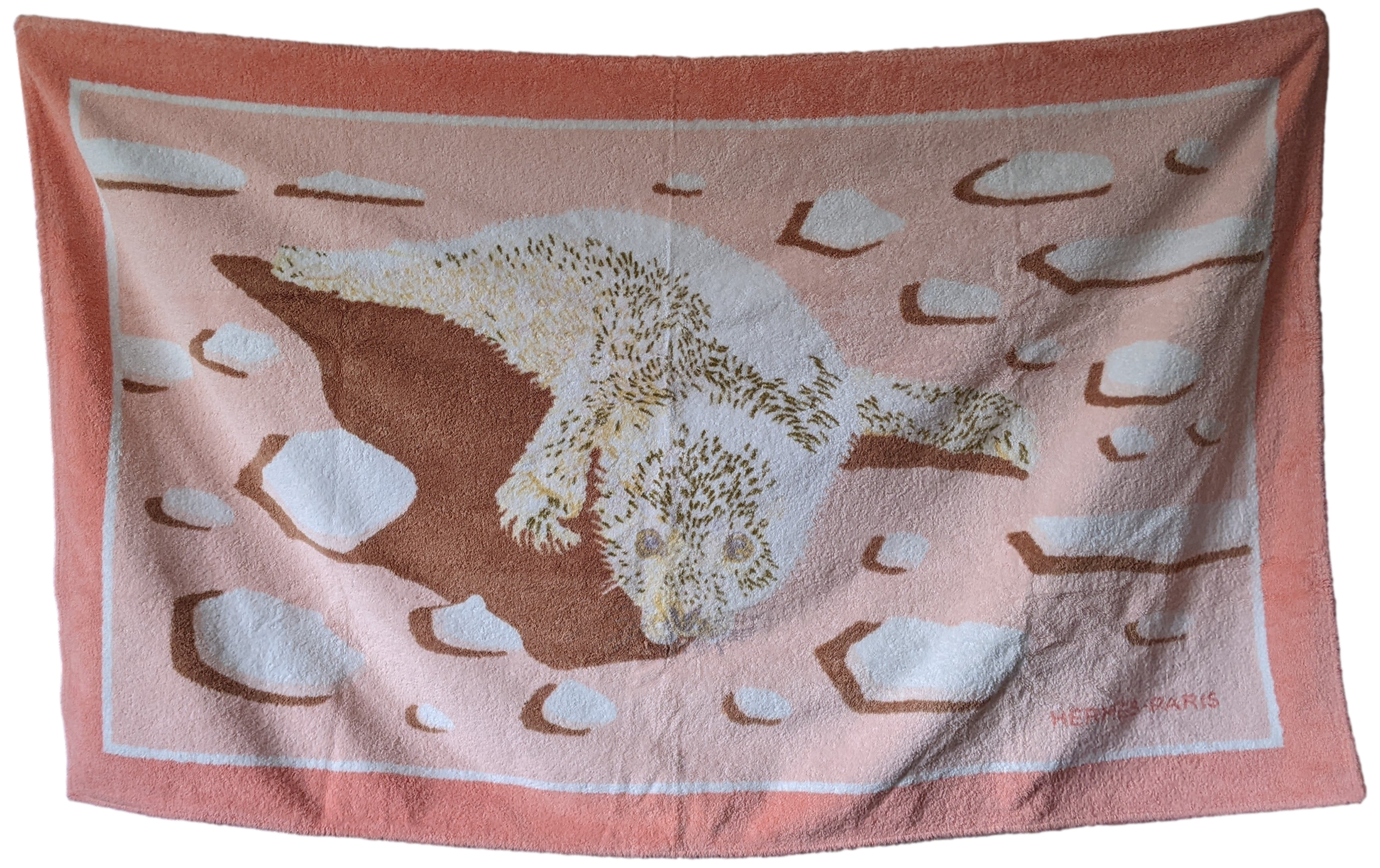 HERMES Vintage PHOQUE Tapis de Plage Terry Beach Towel 90 x 150 cm
