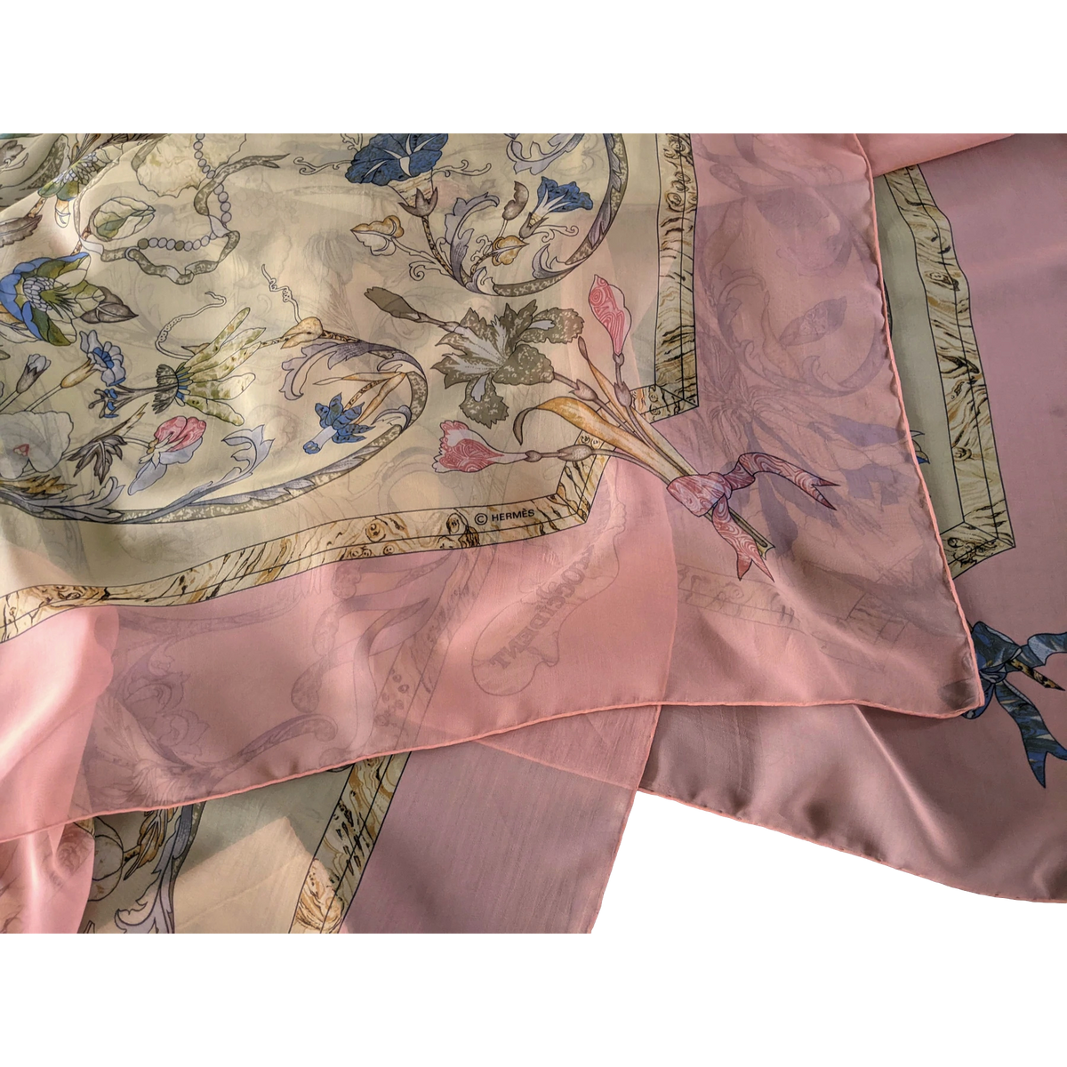 Hermes 1998 Rose/Paille "Pierres d'Orient et d'Occident" by Zoe Pauwels Mousseline 140