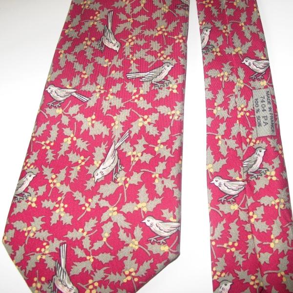 Hermes Pink Birds Twill Silk Tie, Nr 7404 PA - poupishop
