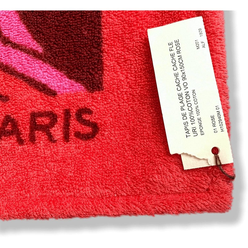 Hermes Pink CACHE-CACHE FLEURI Tapis de Plage Terry Beach Towel, XL 150 x 90cm cm, NIB! - poupishop