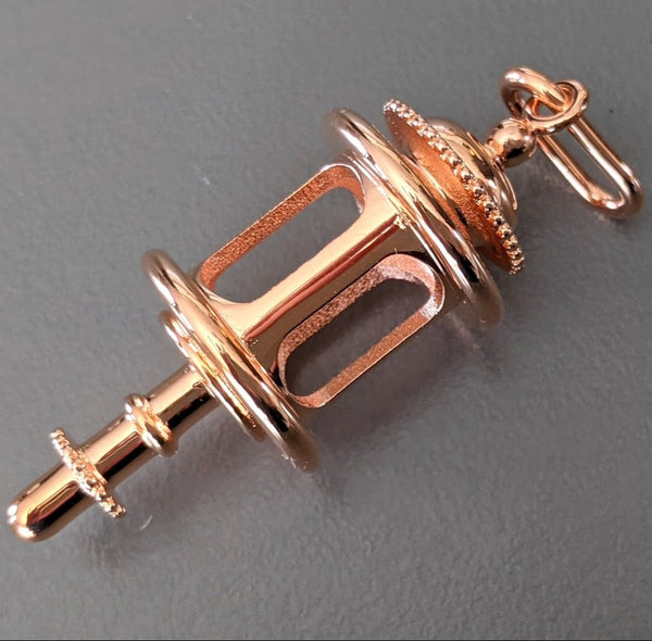 Hermes Pink Copper LANTERNE CURIOSITE Charm Pendant Amulette Breloque, New! - poupishop
