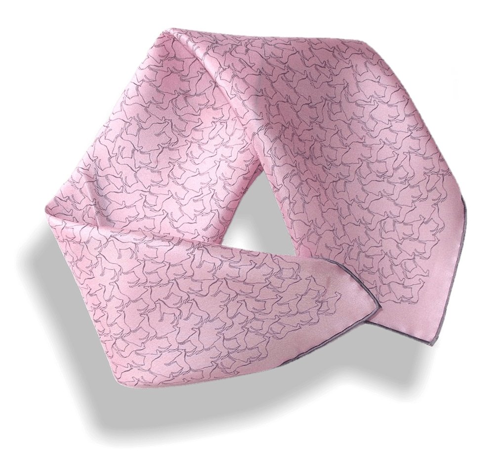 Hermes Pink Grey Tampons Equestres Gavroche Pocket Scarf 45, New! - poupishop