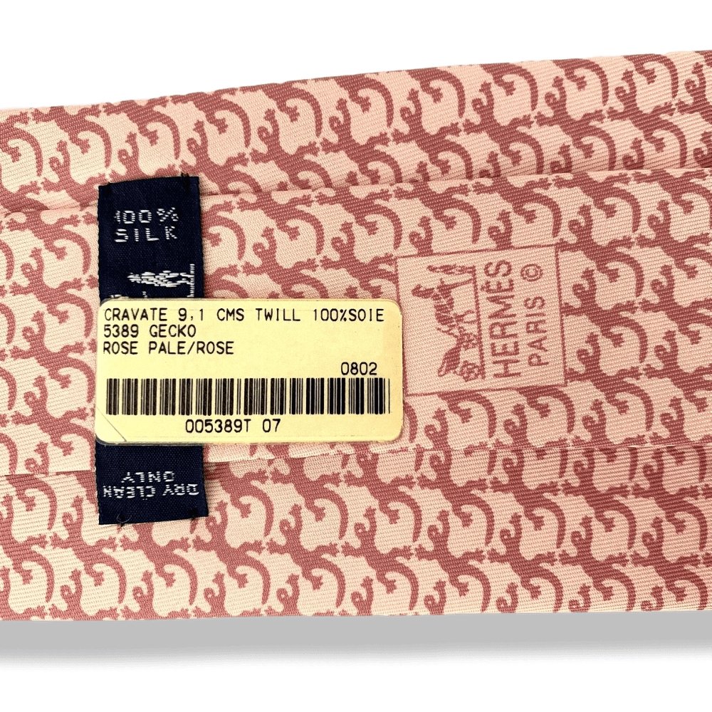 Hermes Pink Light Pink GECKO Twill Silk Tie 9CM, NWT in Pochette! - poupishop