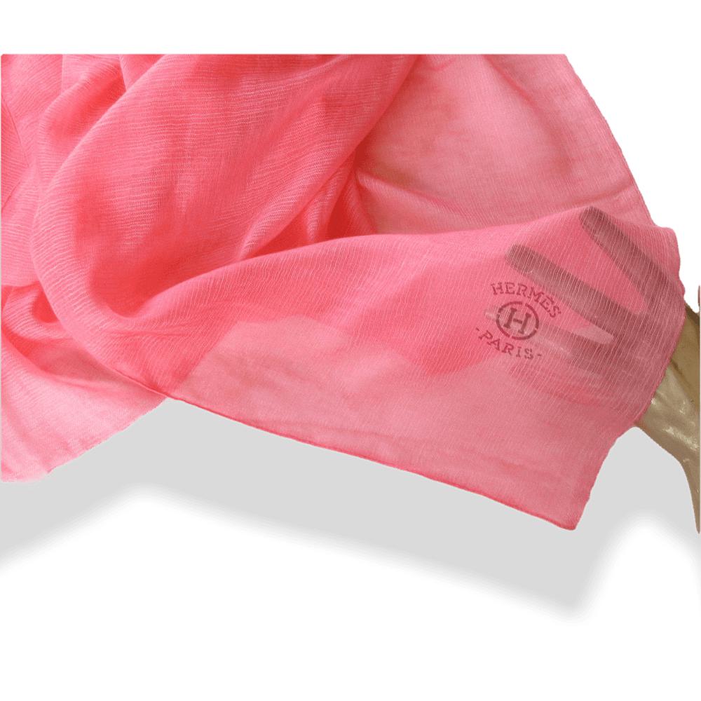 Hermes Pink Plume Allumette Handwoven in Nepal 75% Cashmere Stole GM, NIB! - poupishop