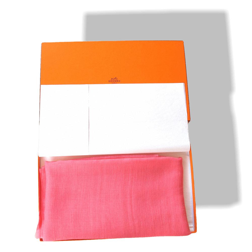 Hermes Pink Plume Allumette Handwoven in Nepal 75% Cashmere Stole GM, NIB! - poupishop