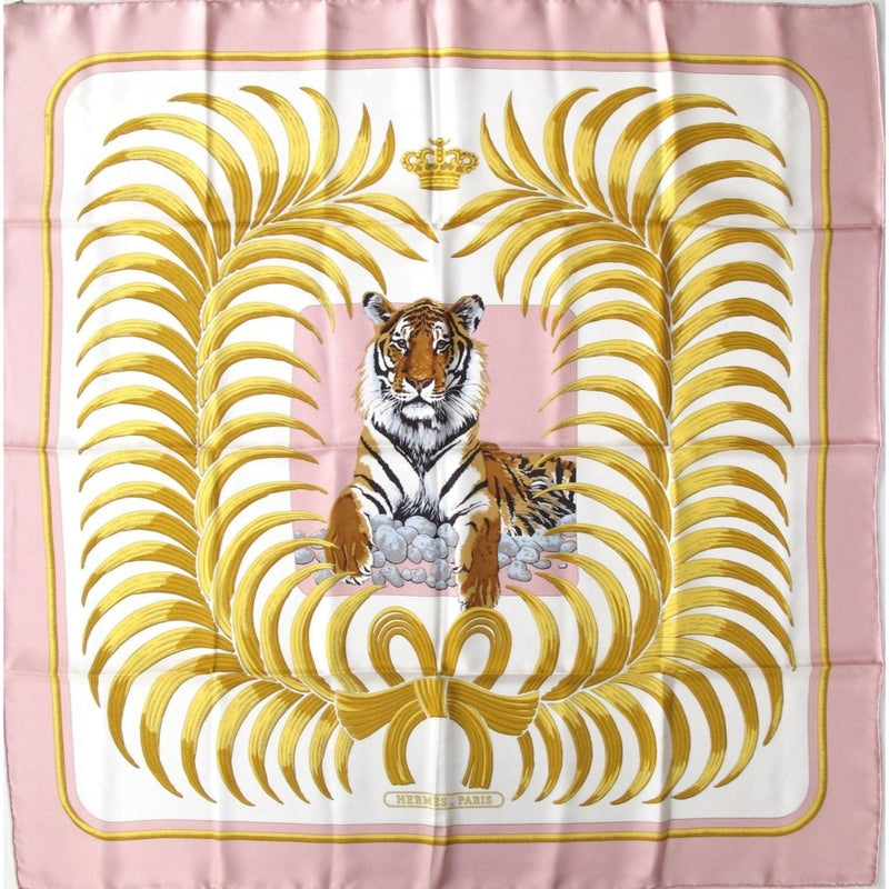 Hermes PInk Tigre Royal by Christiane Vauzelles Twill 90cm, Box! - poupishop