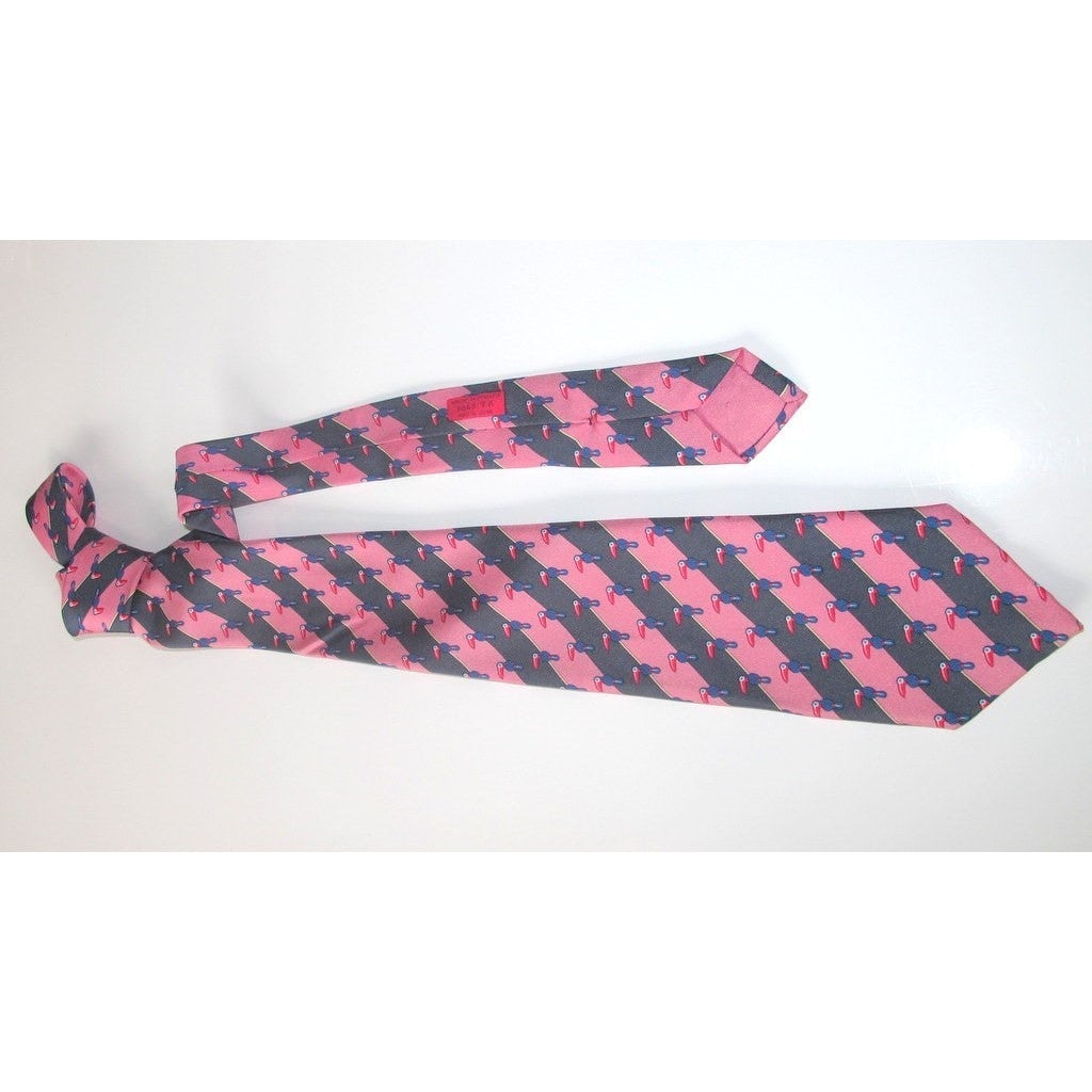 Hermes Pink Toucan Twill Silk Tie, Nr 7065 TA - poupishop