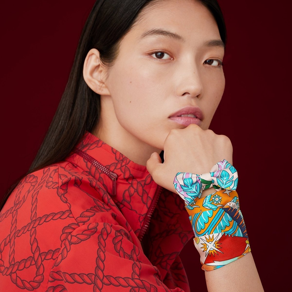 Hermes Pink Turquoise Yellow NOEUD PAPILLON EN CARRE Bow Tie for Woman Twill Silk, BNIB! - poupishop