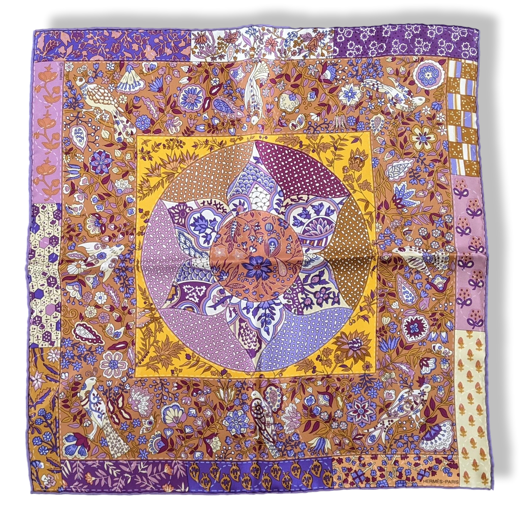 Hermes 2013 Multi PIQUE FLEURI by Christine Henry Gavroche Twll Silk 45 cm, New!