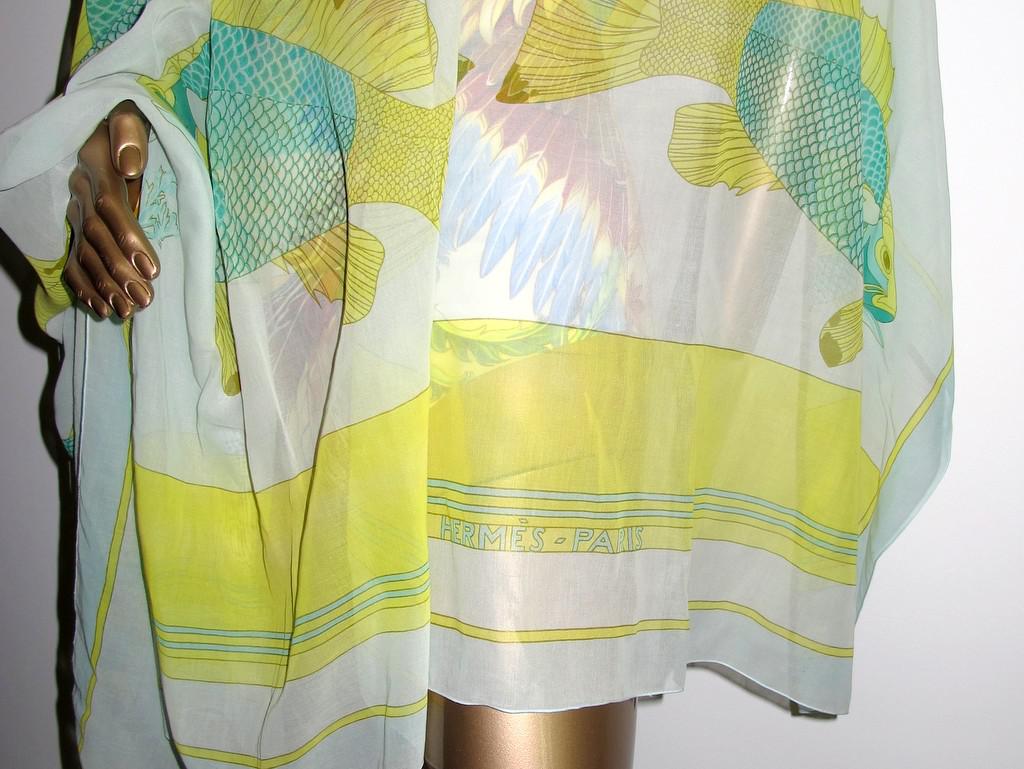 Hermes Pistachio Fish Koi Cotton Huge Cotton Pareo - poupishop