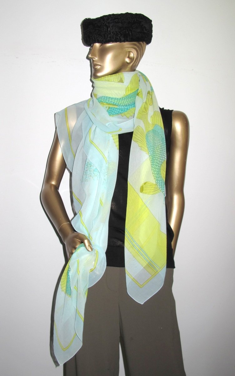 Hermes Pistachio Fish Koi Cotton Huge Cotton Pareo - poupishop