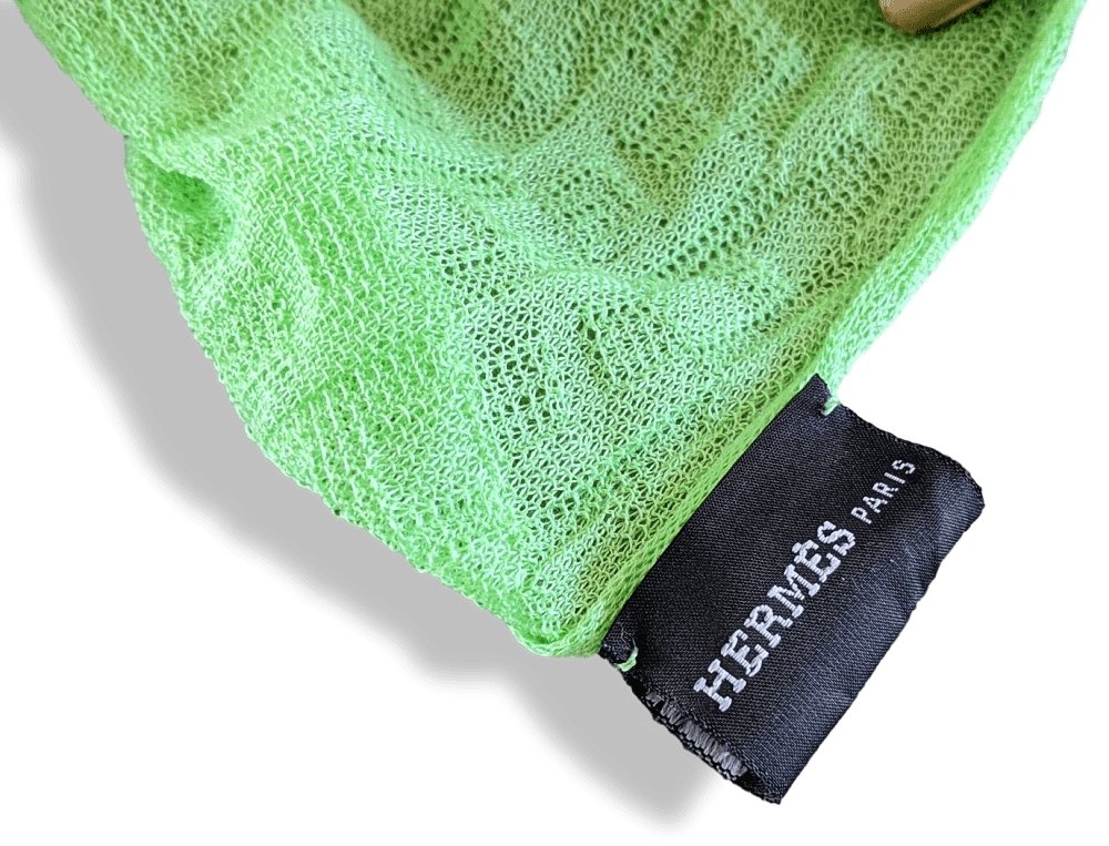 Hermes Pistachio Green Large Long Etole 100% Maille of Cotton 80 x 240cm, BNEW! - poupishop