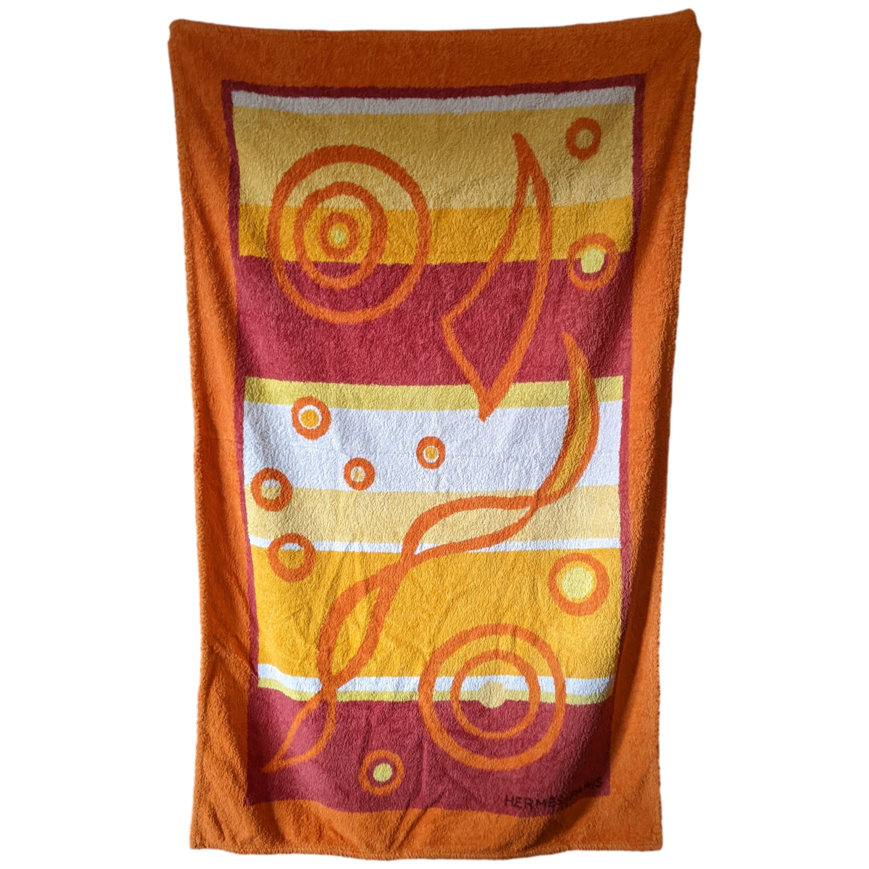 Produits Hermes Vintage Orange "Plage" Terry Beach Towel GM 90 x 150 cm