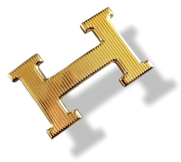 Hermes Plated Gold CALANDRE STRIEE Belt Buckle H 32 mm, Pouch! - poupishop