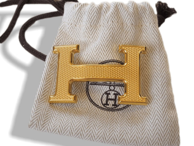 Hermes Plated Gold Guillochee Buckle H 32mm, New! - poupishop