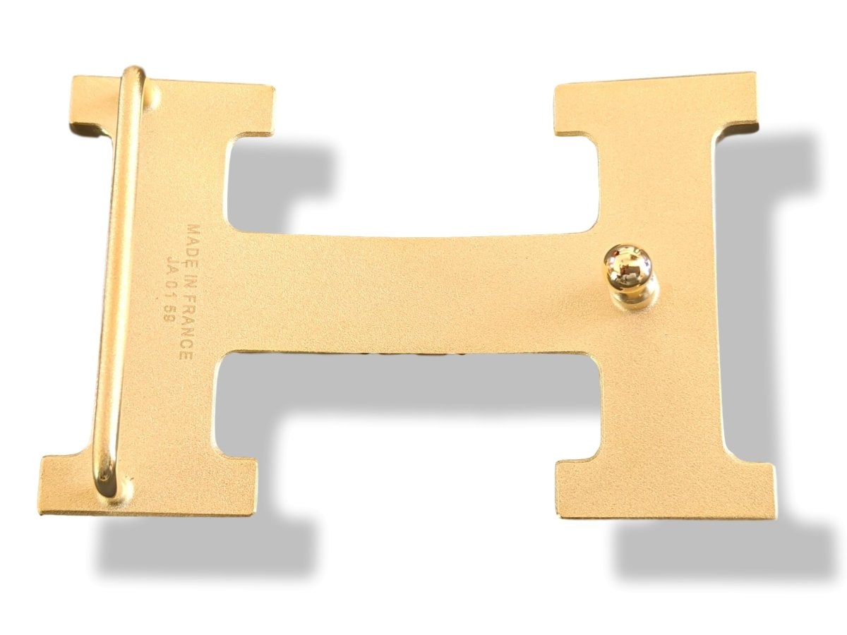 Hermes Plated Gold Guillochee Buckle H 32mm, New in Pochette and White Box! - poupishop