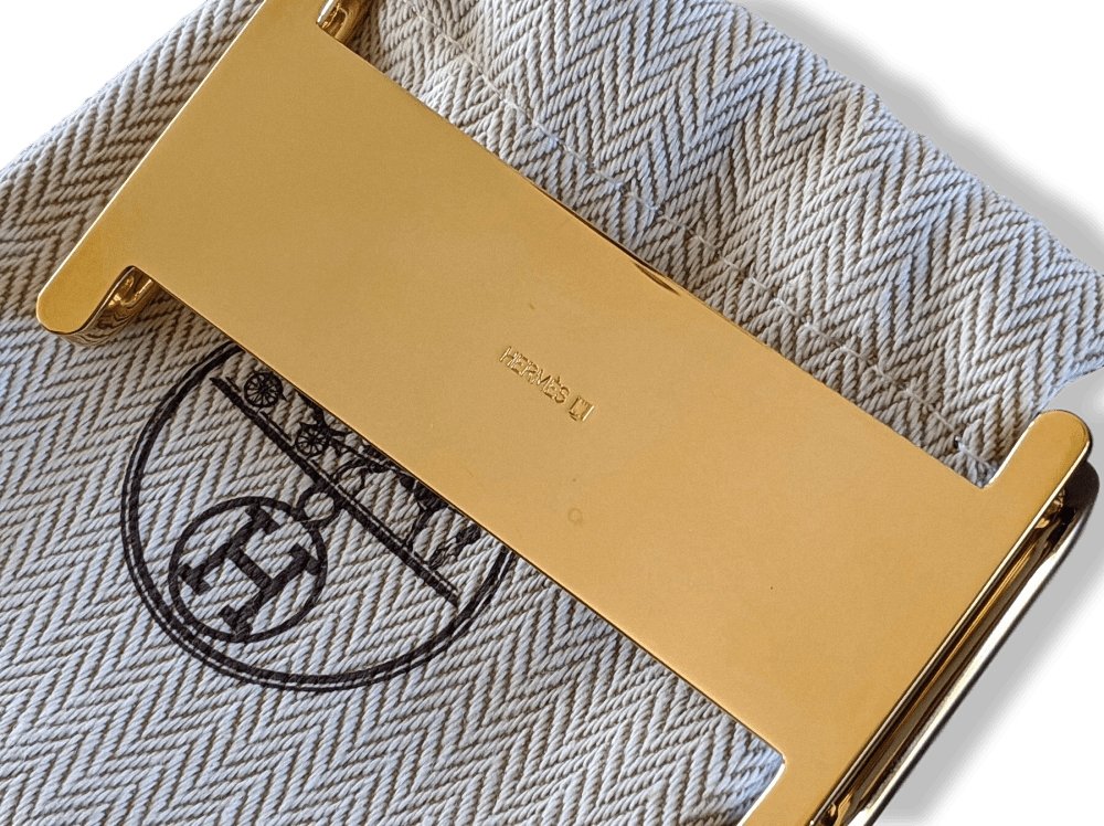 Hermes Plated Gold H Buckle H 32mm, Rare in Pochette! - poupishop