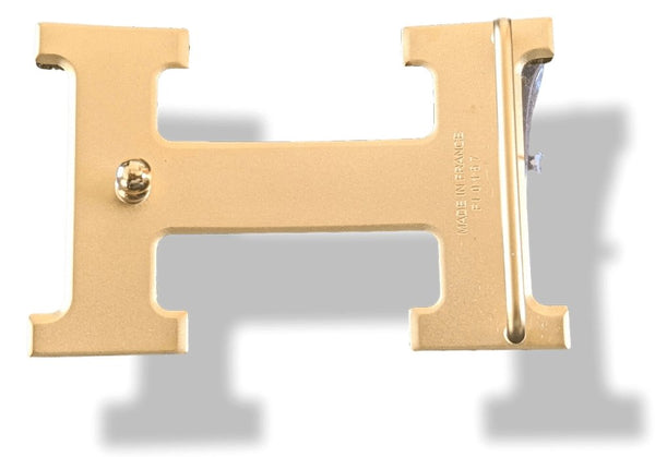 Hermes Plated Gold MARTELEE Hammered Buckle H 32mm, New in pochette and white Box! - poupishop