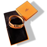 Hermes Plated Gold/Orange Calfskin CALECHE DOUBLE TOUR Bracelet Sz T3, BNIB! - poupishop