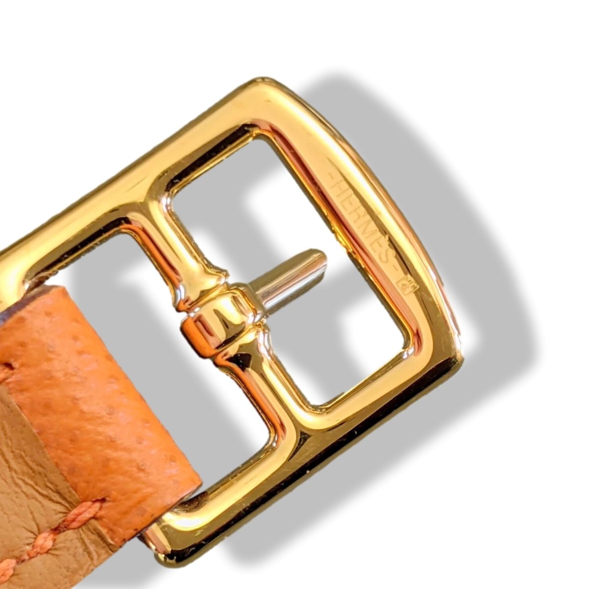 Hermes Plated Gold/Orange Calfskin CALECHE DOUBLE TOUR Bracelet Sz T3, BNIB! - poupishop