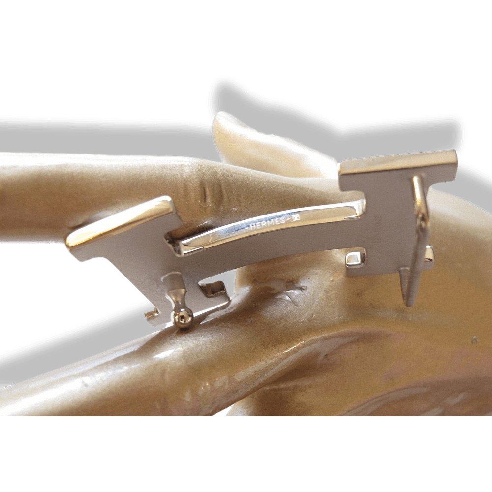 Hermes Plated Silver and Palladium Brossé Buckle H 32mm, New! - poupishop