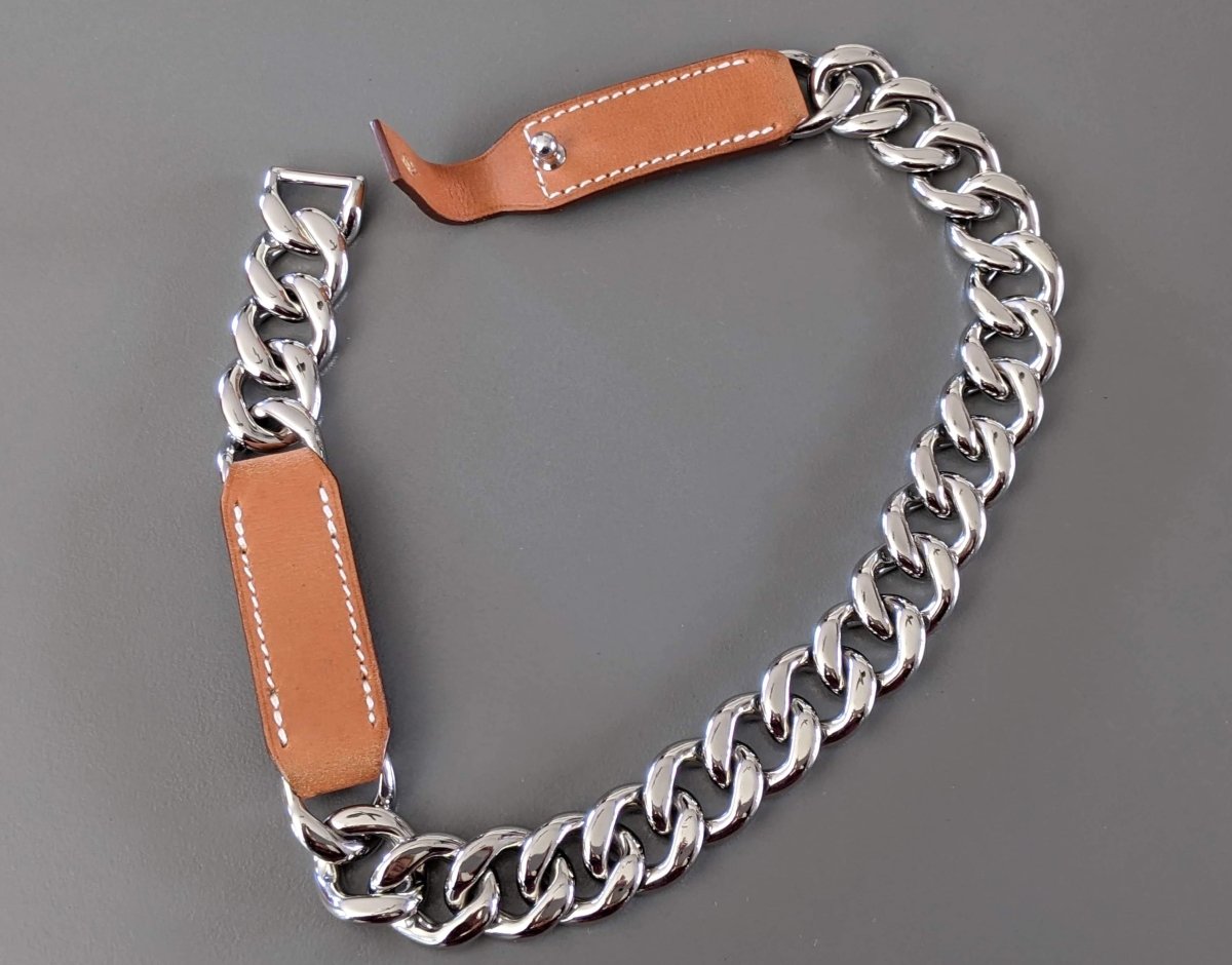 Hermes Plated Silver and Palladium/Fauve Barenia FRENCHY S Double Tour Bracelet, New! - poupishop