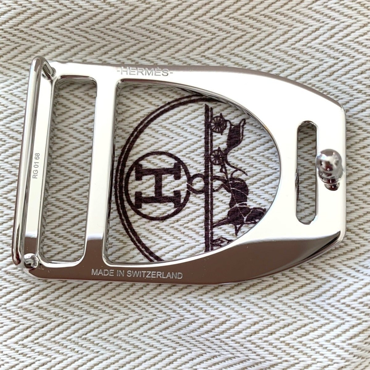 Hermes Plated Silver ETRIER Buckle H 32 mm, New in Pochette and White Box! - poupishop
