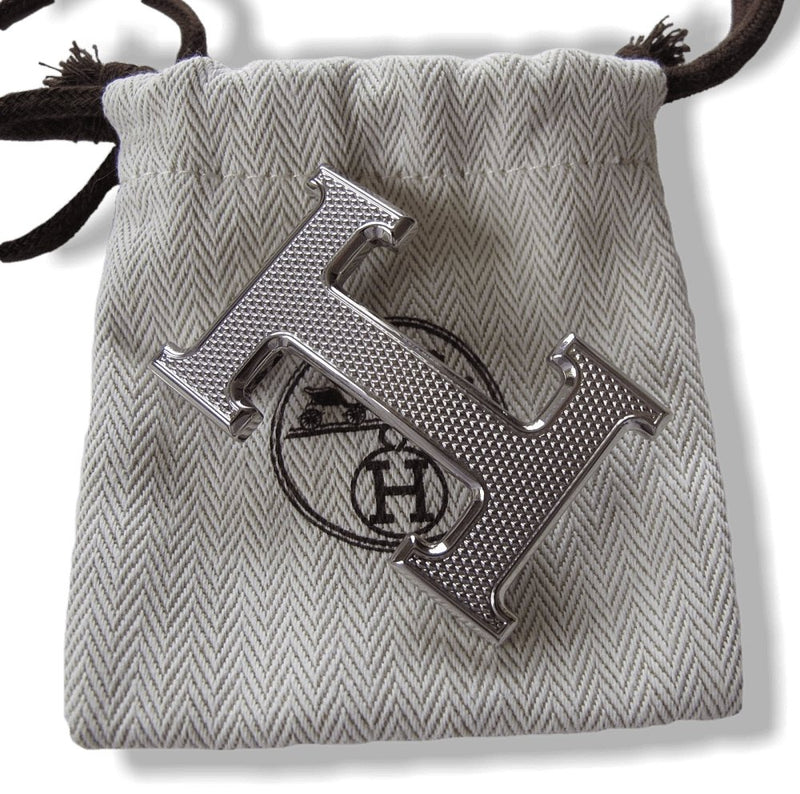 Hermes Plated Silver Guillochee Buckle H 32mm, New! - poupishop