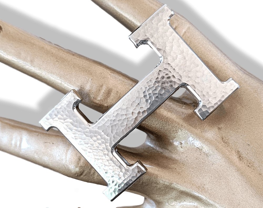 Hermes Plated Silver MARTELEE Hammered Buckle H 32mm, New in pochette and white Box! - poupishop