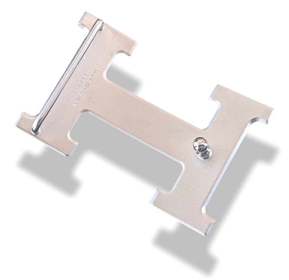 Hermes Plated Silver MARTELEE Hammered Buckle H 32mm, New in pochette and white Box! - poupishop