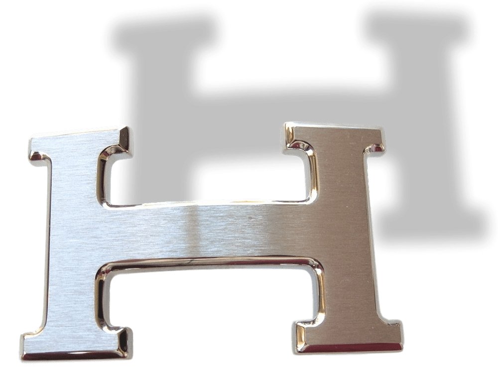 Hermes Plated Silver Palladium Brushed Buckle H 32mm, New! - poupishop