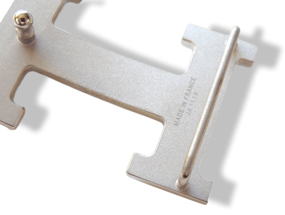 Hermes Plated Silver Palladium Brushed Buckle H 32mm, New! - poupishop