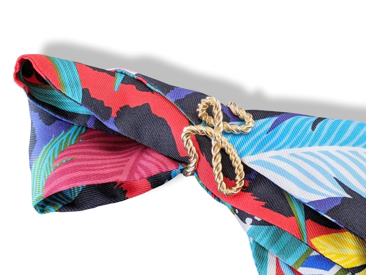 Hermes Plated Yellow Gold Brass CORD'H Anneau de Foulard Scarf Ring, New! - poupishop