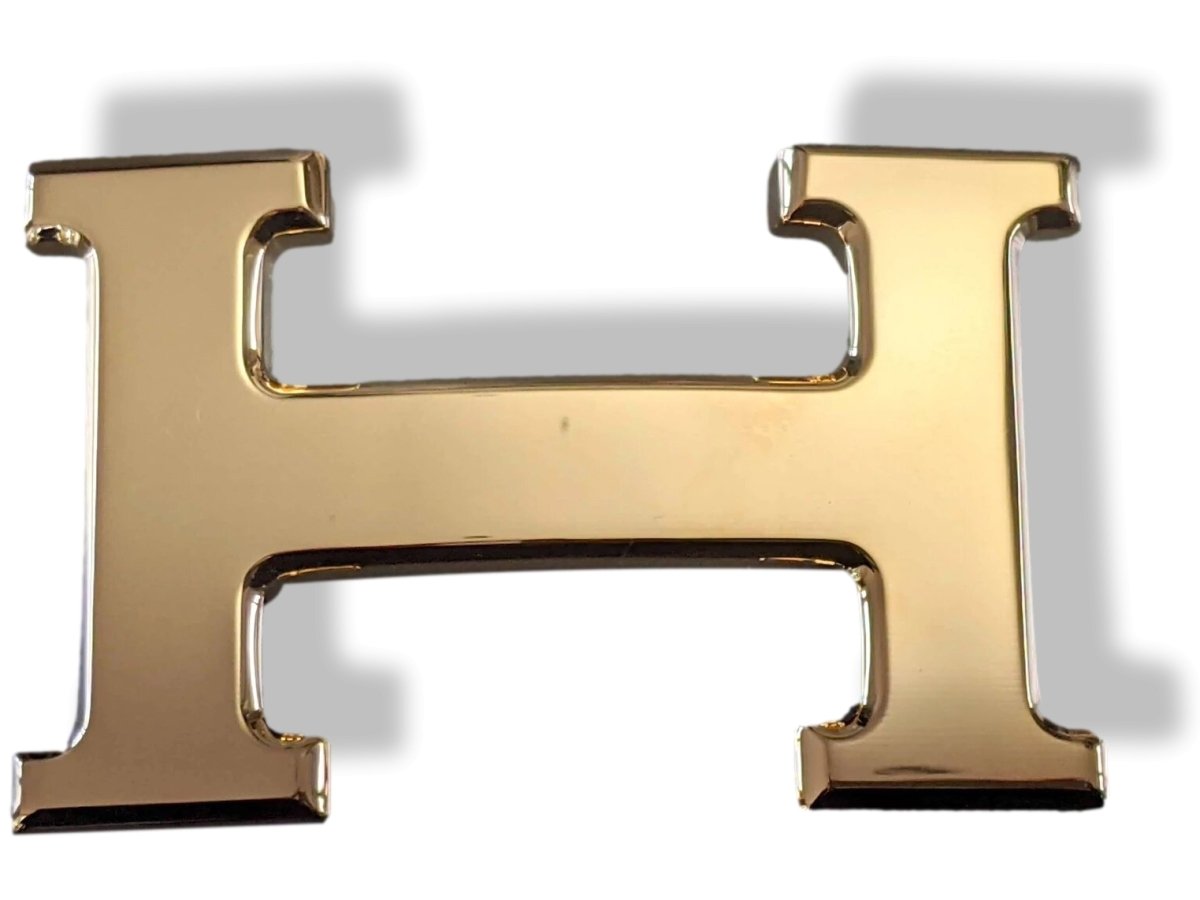Hermes Plated Yellow Gold Shiny Buckle H 32mm, New in Pochette! - poupishop