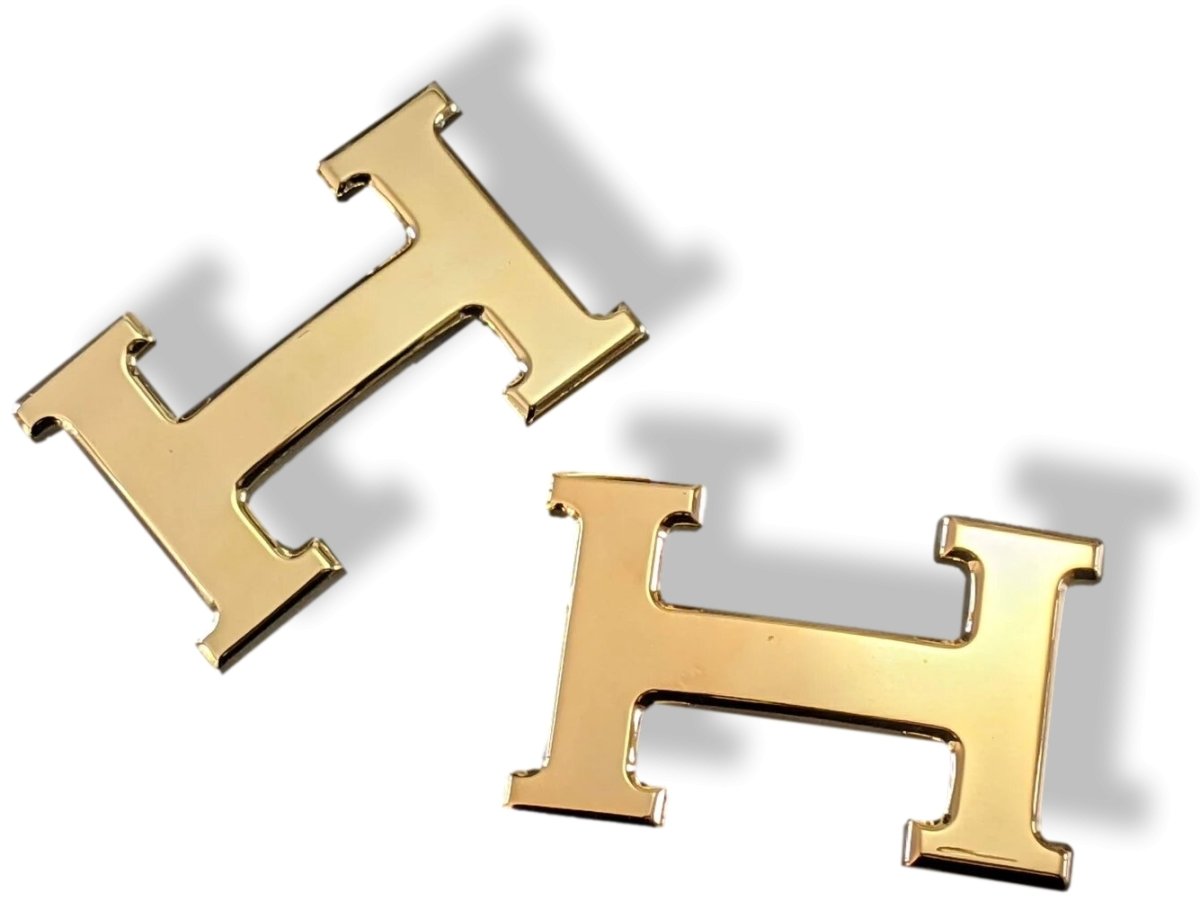 Hermes Plated Yellow Gold Shiny Buckle H 32mm, New in Pochette! - poupishop